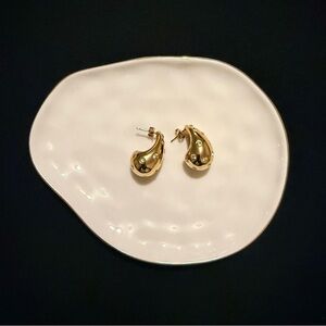 Gold Teardrop Earrings with CZ